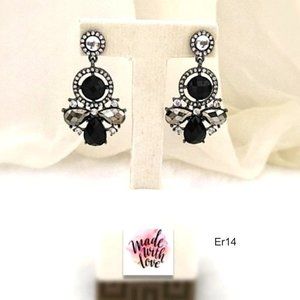 MAURICES Angel Earrings Black Grey Stones Pierced